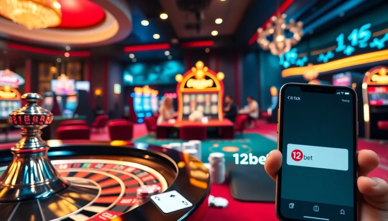 Engage in thrilling online gaming with link 12bet featuring casino tables and slot machines.