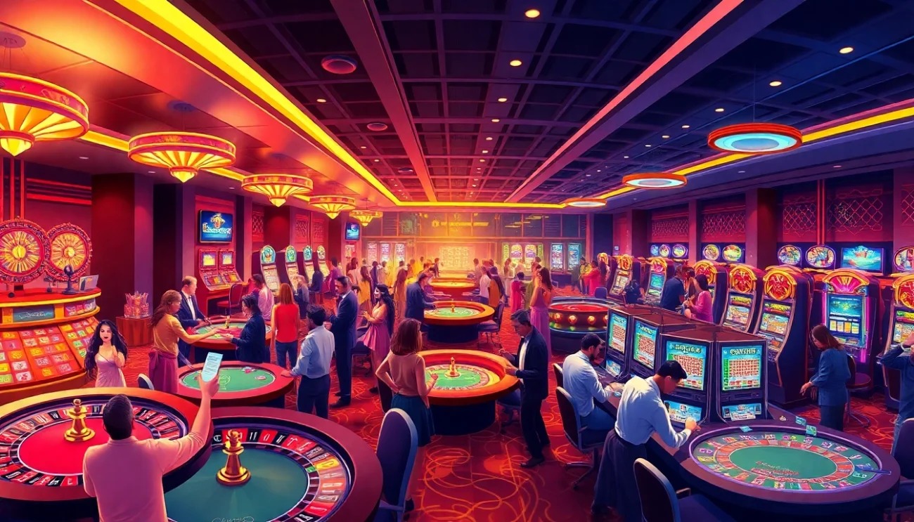 79club casino features thrilling players at roulette and slot machines, capturing the excitement of online gambling.